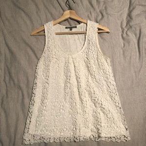 White Crochet Lace Top || Small